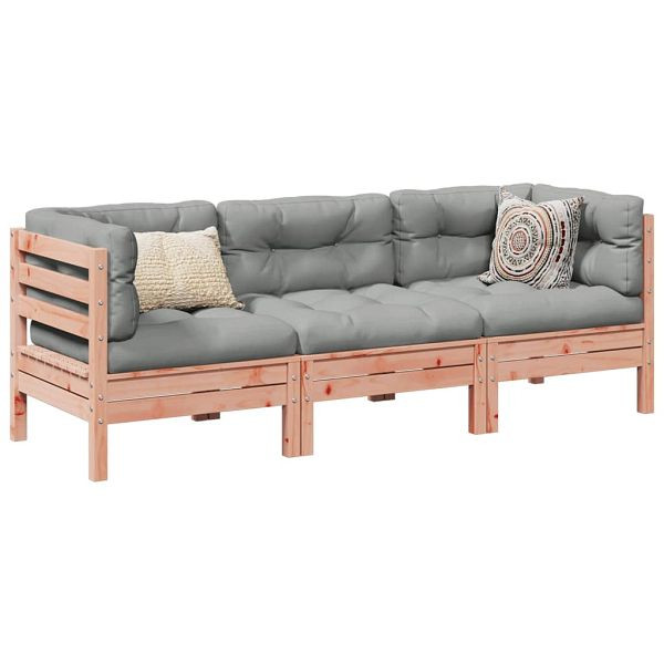 vidaXL 3-teilig Garten-Sofagarnitur mit Kissen Massivholz Douglasie, 3299273