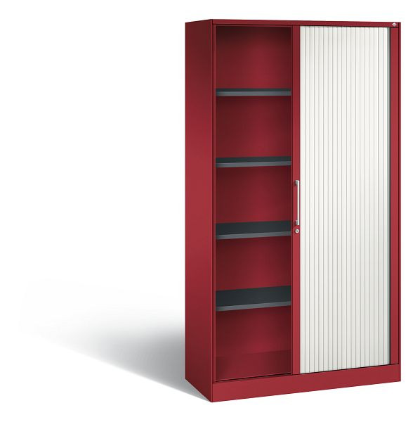 C+P Rollladenschrank Asisto, H1980xB1000xT435mm, Farbe: Rubinrot / Verkehrsweiß, Bügelgriff, 5 OH, 143002-000 S10081