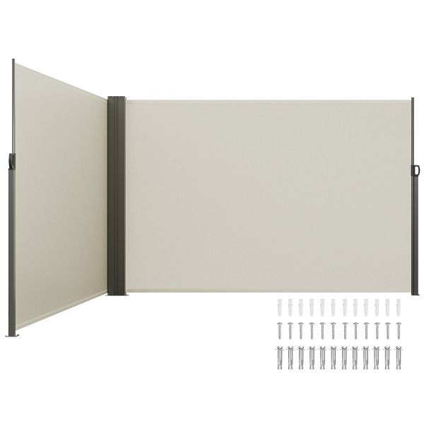 VEVOR Seitenmarkise 200 x 600 cm aus 180 g/m² Polyestergewebe mit PU-Beschichtung einziehbarer Griff mit Federmechanismus Beige, KSSCP200X600HPSZPV0