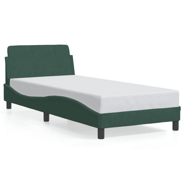vidaXL Bettgestell mit Kopfteil Dunkelgrün 90x190 cm Samt, 373095