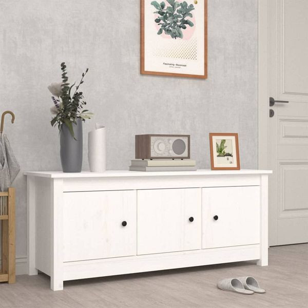 vidaXL Schuhschrank Weiß 110x38x45,5 cm Massivholz Kiefer, 814600