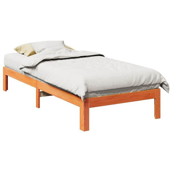 vidaXL Massivholzbett ohne Matratze Wachsbraun 80x200 cm Kiefernholz, 859216