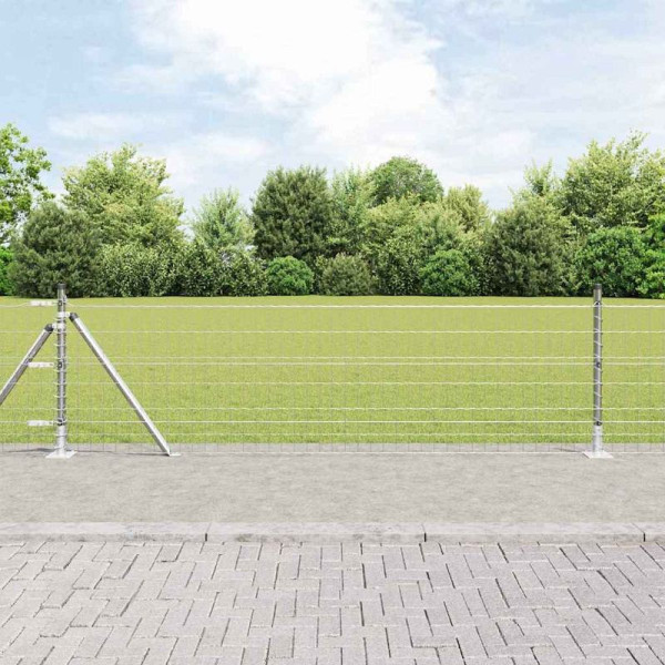 vidaXL Zaun mit Pfosten Silber 0,4 x 25 m Stahl, 3351028