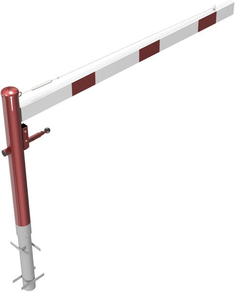 Schake Drehschranke 2,00m, für Vorhangschloss, mit Seilzugverstärkung, Drehpfosten: Ø 102mm, feuerverzinkt, rot, 4113_20VB