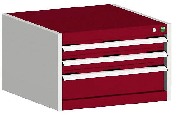 bott cubio Schubladenschrank bestückt mit 3 Schubladen BxTxH: 650 x 525 x 400 mm, RAL 7035/3004, 40011038.24V