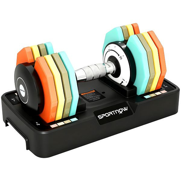 SPORTNOW Verstellbare Hantel, 5 kg/10 kg/15 kg/20 kg/25 kg Platzsparende Hanteln mit rutschfestem Griff, A91-420V00MX