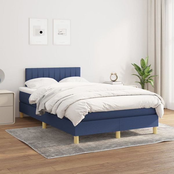 vidaXL Boxspringbett mit Matratze Blau 120x200 cm Stoff, 3140767