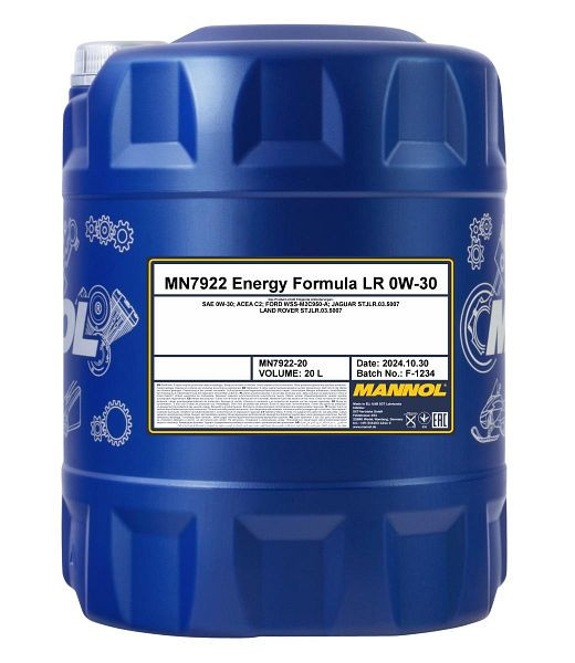 MANNOL Premium-Motorenöl 7922 Energy Formula LR 0W-30, VE: 20 l, MN7922-20