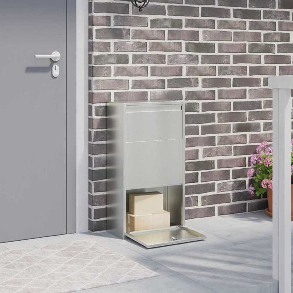 vidaXL Paketdrop-Box mit Speicher mit Tür Chrom 44 x 22 x 82 cm Stahl, 874924