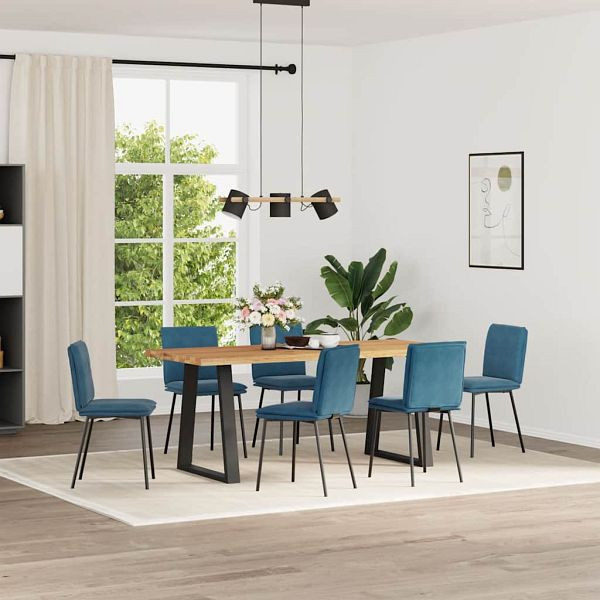 vidaXL Esszimmerstühle 6 Stk. Blau Samt, 3315624, 8721158570697