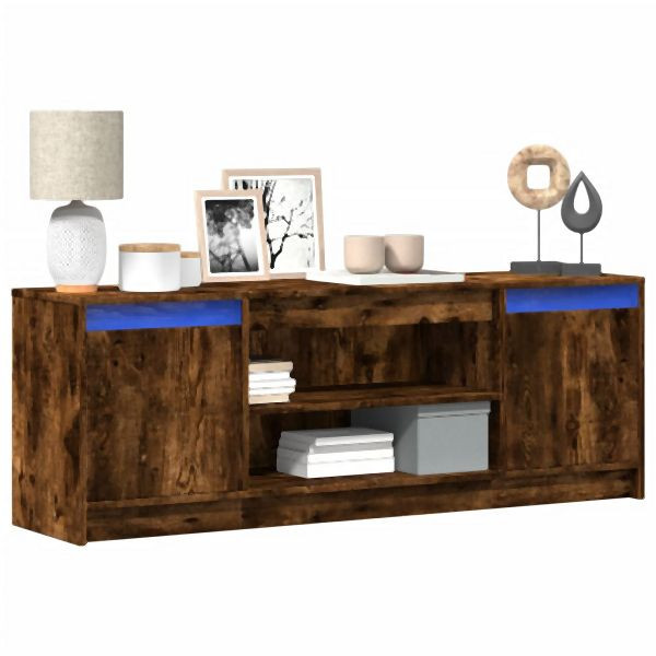 vidaXL TV-Schrank mit LED-Beleuchtung Räuchereiche 139,5x34x50 cm, 852198