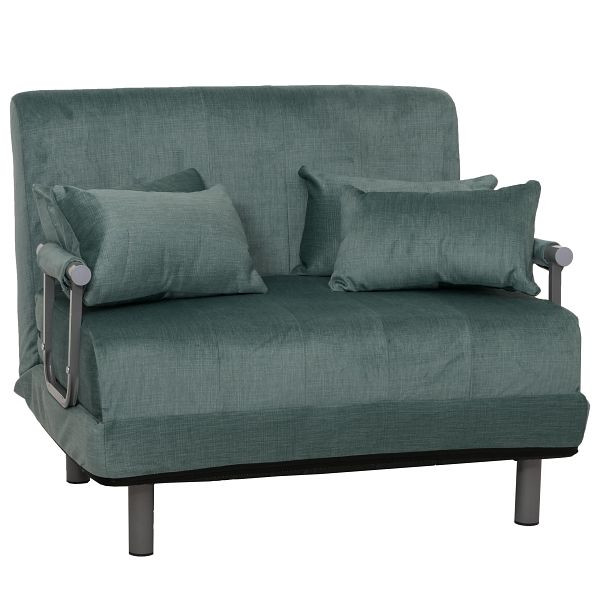 Mendler Schlafsessel HWC-K29, Klappsessel Schlafsofa Gästebett, Liegefläche 190x100cm, Stoff Chenille (370g/m²), blau-grün, 108690