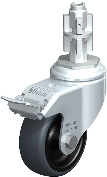 Blickle LKRA-TPA 80G-11-FI-ELS-E14 Apparate-Lenkrolle mit Expander & Feststeller, Thermoplastisches Gummi-Elastomer, Grau, 750749