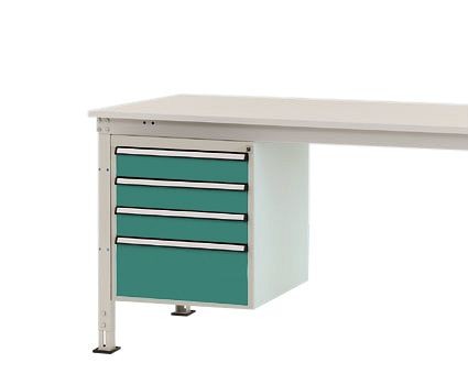 Manuflex Gehäuse-Unterbau Stationär, Nutzhöhe 500 mm mit 4 Schubfächer, für Tischtiefe 800 mm, Graugrün, ZB4812.0001
