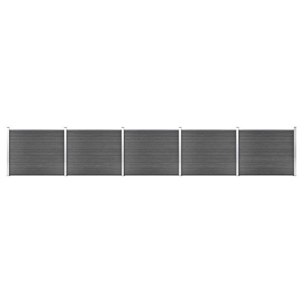 vidaXL Zaunelement Set WPC 872x146 cm Schwarz, 3070462
