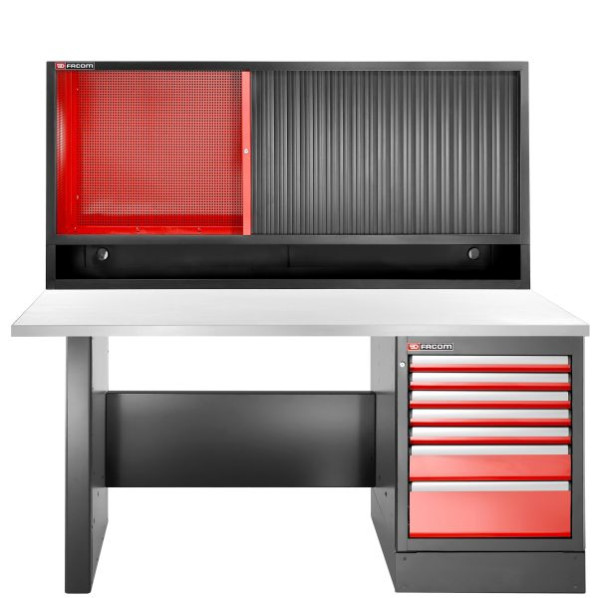 Facom JLS3 WERKBANK JL3-2MS7DH MIT SCHRANK JLS3-MHTR, Edelstahlarbeitsplatte, JLS3-2MS7DSCH