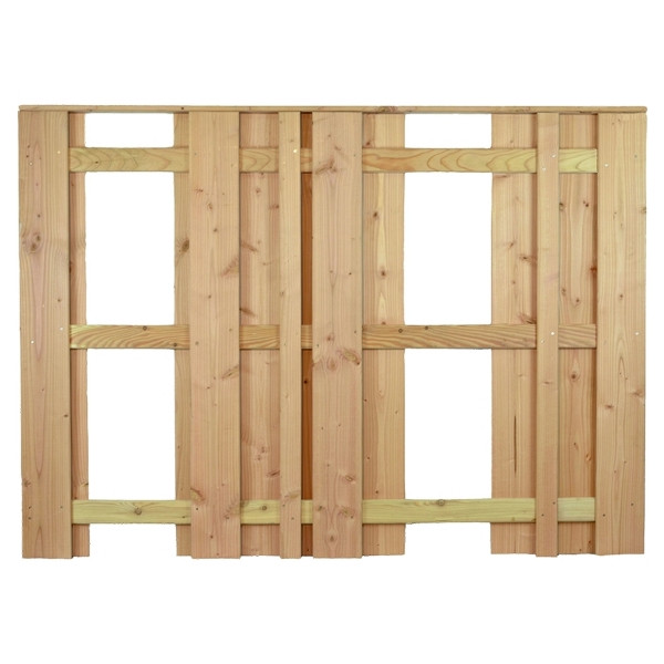 T&J AALBORG-Serie Zaunelement, Lärche, 180 x 130 cm, Riegel 28/70 mm, Lamellen 16/140 mm und 16/60 mm, 29362