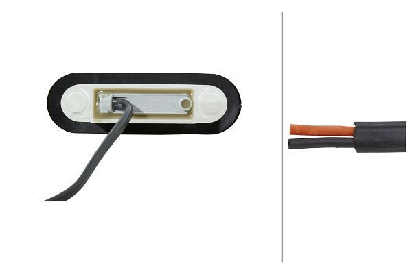 HELLA Umrissleuchte, LED, 12/24V, ADR/GGVS, Lichtscheibenfarbe: glasklar, Kabel: 2500mm, seitlicher Anbau, 2XS 959 650-007