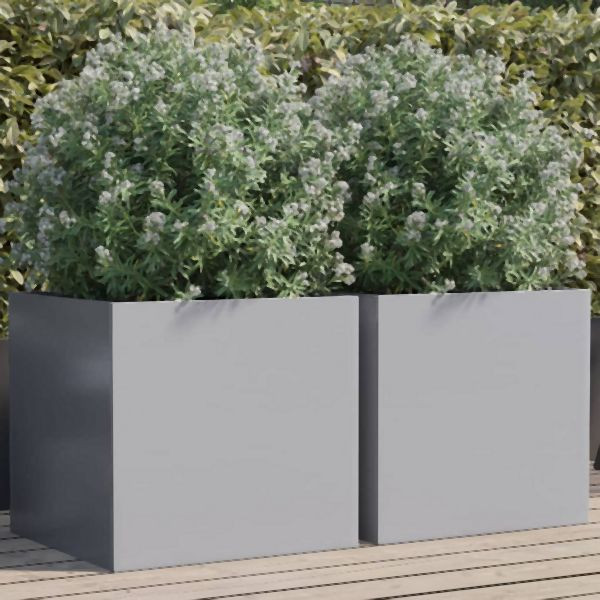 vidaXL Pflanzkübel 2 Stk. Silbern 49x47x46 cm Verzinkter Stahl, 841570
