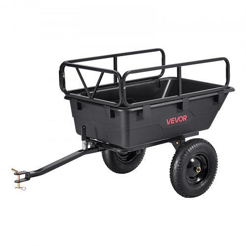 VEVOR Kippanhänger 226,8 kg, ATV/UTV mit 40,64 cm Reifen, Hand-/Fußbedienung, Hofanhänger für Rasenmäher/Traktor, HYTCHSSL10CUFU8JW001V0