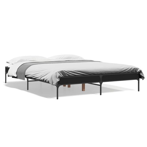 vidaXL Bettgestell Schwarz 140x200 cm Holzwerkstoff und Metall, 845016