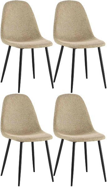 CLP 4er Set Esszimmerstühle Napier Stoff, taupe, 323145