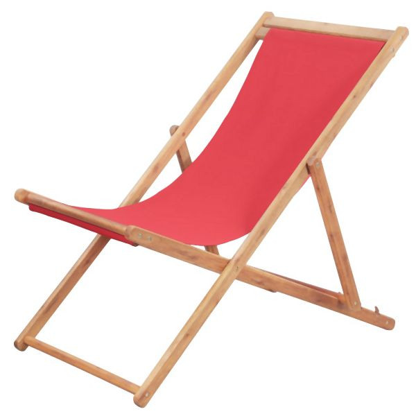 vidaXL Strandstuhl Klappbar Stoff und Massivholz Rot, 43999