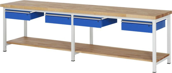 RAU Werkbank höhenverstellbar 8002A7, B3000xT700xH840-1040mm, 4x Schublade-Teilauszug, 03-8002A7-307B4H.11