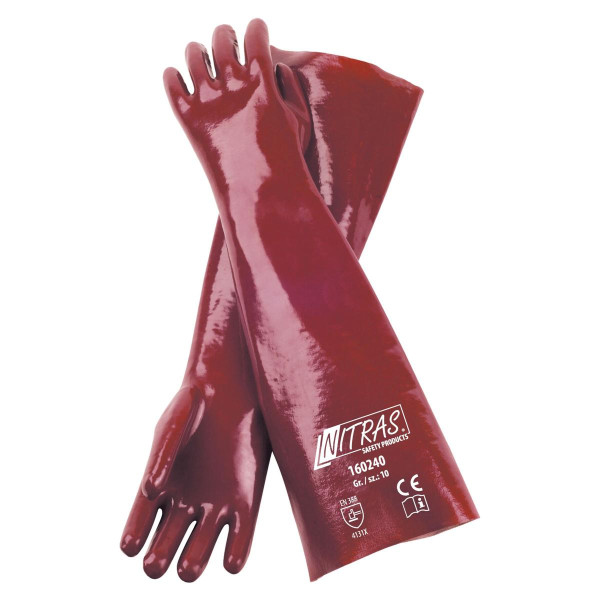 NITRAS Handschuh-PVC, rot, vollbeschichtet, 40cm, Größe: 10, VE: 72 Paar, 160240-10