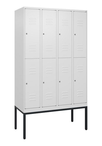 C+P Doppelstöckiger Spind Classic PLUS, Gestell, 4 Abteile, 2120x1200x500mm, 9016/9016, Zylinderschlösser, 0803307-40 S10029