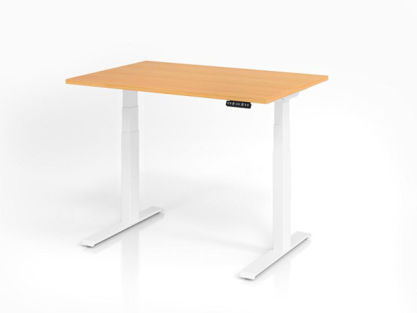 Hammerbacher Schreibtisch XDKB12, 120 x 80 cm, Platte: Buche, 25 mm dick, ABS-Dickkante, Rechteckform, Weiß, VXDKB12/6/W