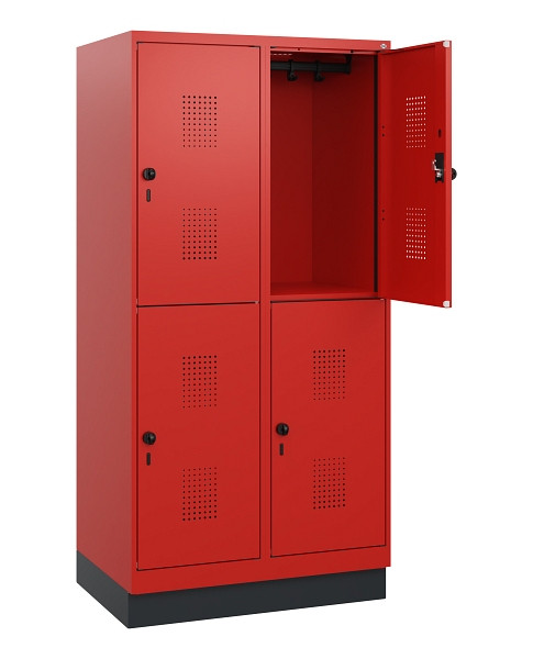 C+P Doppelstöckiger Spind Evolo PLUS, Sockel, 4 Fächer, 1630x800x500mm, 3020/302, Drehriegel, 0493205-22 S10034