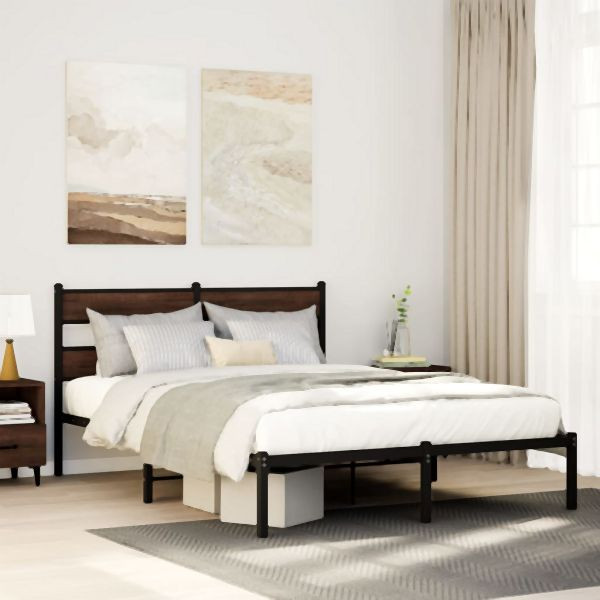vidaXL Bettgestell ohne Matratze mit Kopfteil Braun Eiche 160x200 cm, 4017154