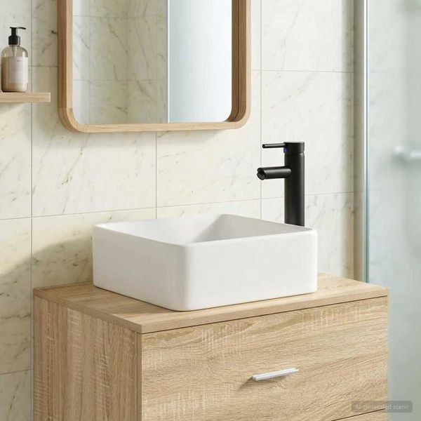 vidaXL Waschbecken fürs Badezimmer Matt Schwarz 36,5 x 36,5 x 13 cm, 890251