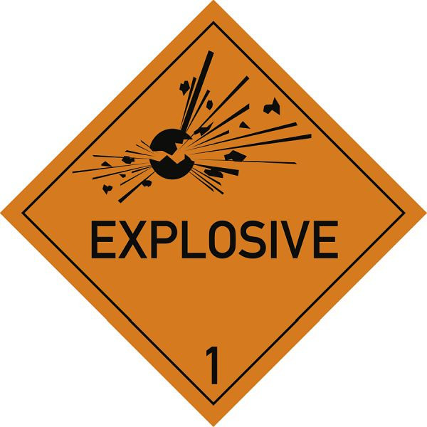 Moedel Gefahrzettel Klasse 1 Text EXPLOSIVE, Folie, 300x300 mm, 65936