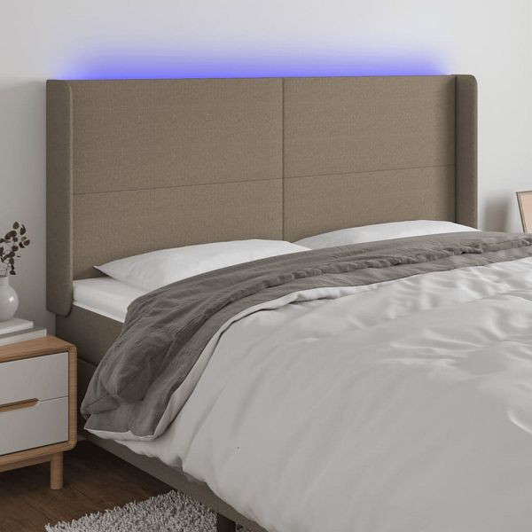 vidaXL LED Kopfteil Taupe 183x16x118/128 cm Stoff, 3123786