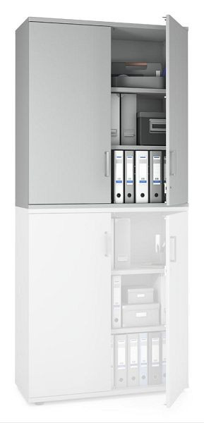 Deskin Flügeltüren-Aufsatzschrank MULTI MODUL-PRO, Dekor lichtgrau, B 1000 x H 1110 x T 420 mm, 351884