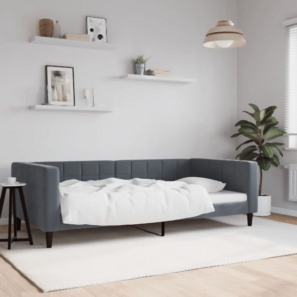 vidaXL Tagesbett Dunkelgrau 100x200 cm Samt, 2-in-1, 354016
