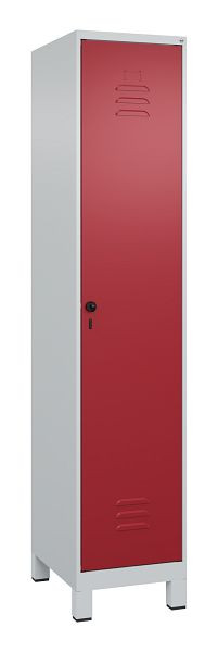 C+P Umkleidespind Classic PLUS mit Mitteltrennwand, Füße, 1950x400x500mm, 7035/3003, Drehriegel, 080010-12F S10007