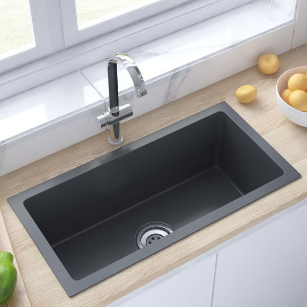 vidaXL Handgemachte Einbauspüle Schwarz Edelstahl, 51505