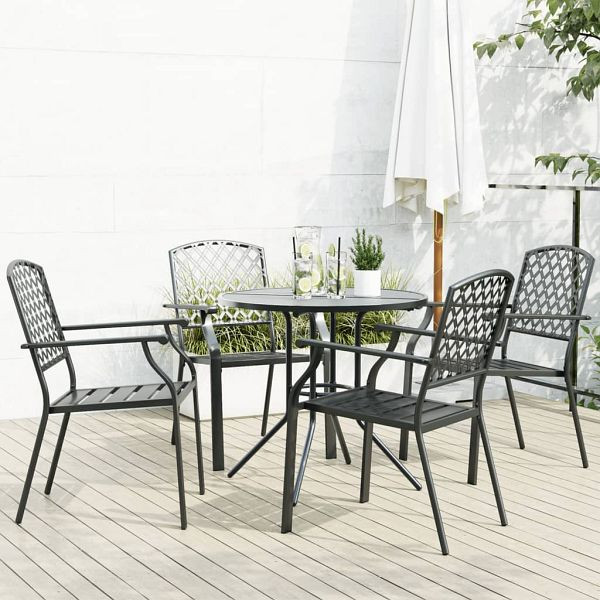 vidaXL Gartenstuhl-Set 5-teilig Stapelbar Pulverbeschichteter Stahl, 3283769