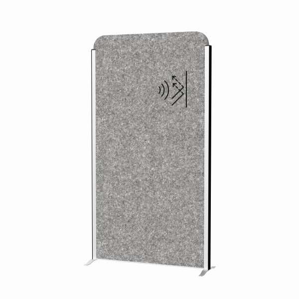 MAUL Stellwandsystem MAULcocoon Akustik 100x180 dunkelgrau, Standversion, silberner Rahmen, 9701095