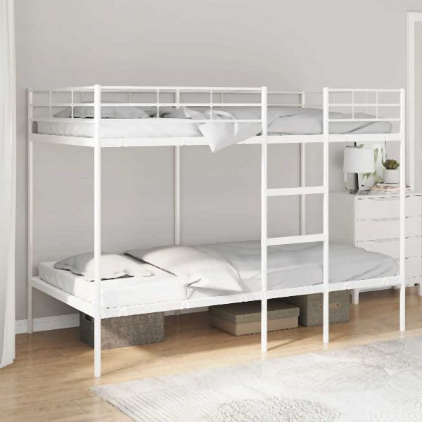 vidaXL Etagenbett ohne Matratze Weiß 100x200 cm Stahl, 42000331