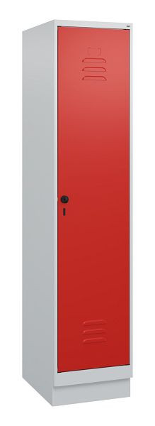 C+P Umkleidespind Classic PLUS mit Mitteltrennwand, Sockel, 1800x400x500mm, 7035/3020, Drehriegel, 0800207-12F S10002