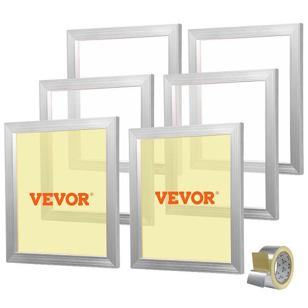 VEVOR Siebdruck Kit, 6 Stück Aluminium Siebdruckrahmen, 18 x 20 Zoll Siebdruckrahmen mit 160 Mesh, SYKJD61601820YSYRV0