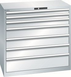 LISTA Schubladenschrank 54x27E (BxTxH) 1023x572x1000mm KEY Lock, Lichtgrau, 7 Schubladen, Fronthöhe: 75 - 200mm, Tragkraft Schubladen: 75kg, 78.758.020