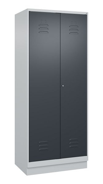C+P Mehrzweckschrank Classic PLUS, Wäsche-Spind, Sockel, 2 Abteile, 1950x800x500mm, 7035/7016, Zylinderschloss, 080022-22B S10023