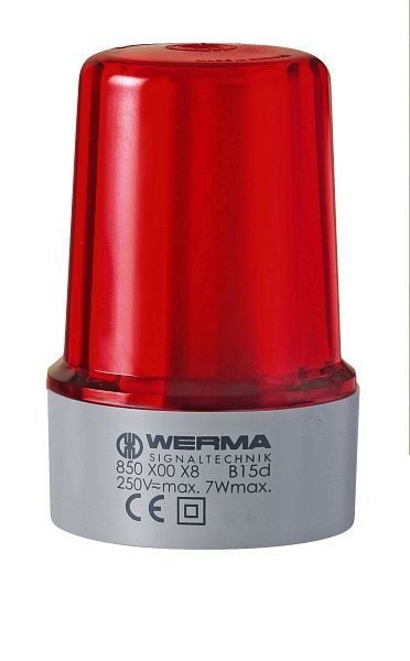 WERMA Dauerleuchte Bodenmontage 12-230VAC/DC RD Gehäusefarbe grau- rot, 850.100.38