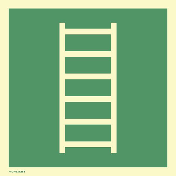 Moedel Fluchtleiter, ISO 7010, Folie, langnachleuchtend, 160-mcd, 148x148 mm, 95506