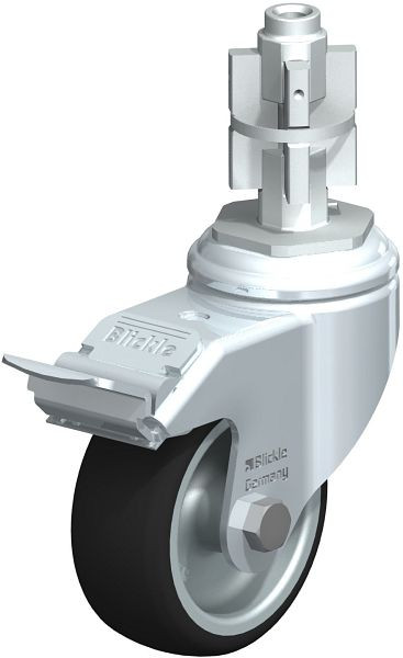 Blickle LKRA-PATH 80G-11-FI-E15 Apparate-Lenkrolle mit Expander & Feststeller, Thermoplastisches Polyurethan, Grau, 502625